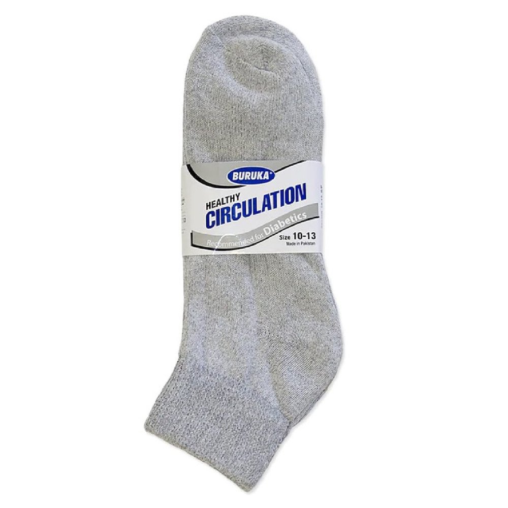 Gray Men's Diabetic Quarter Ankle - Set Of 3 Pairs - Foot Socks